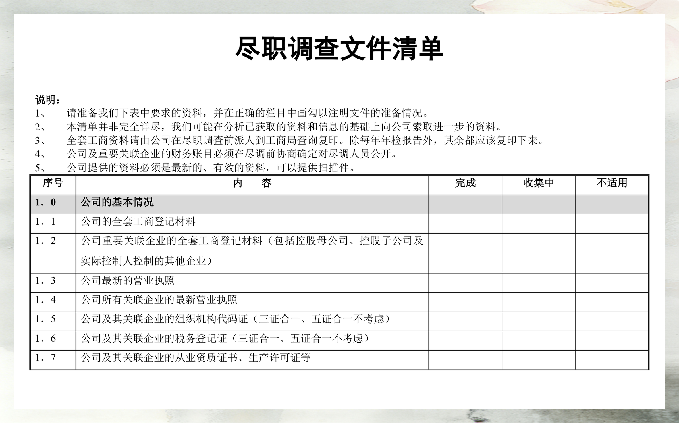 尽调清单模板定制(尽调资料清单如何提供)孝感市